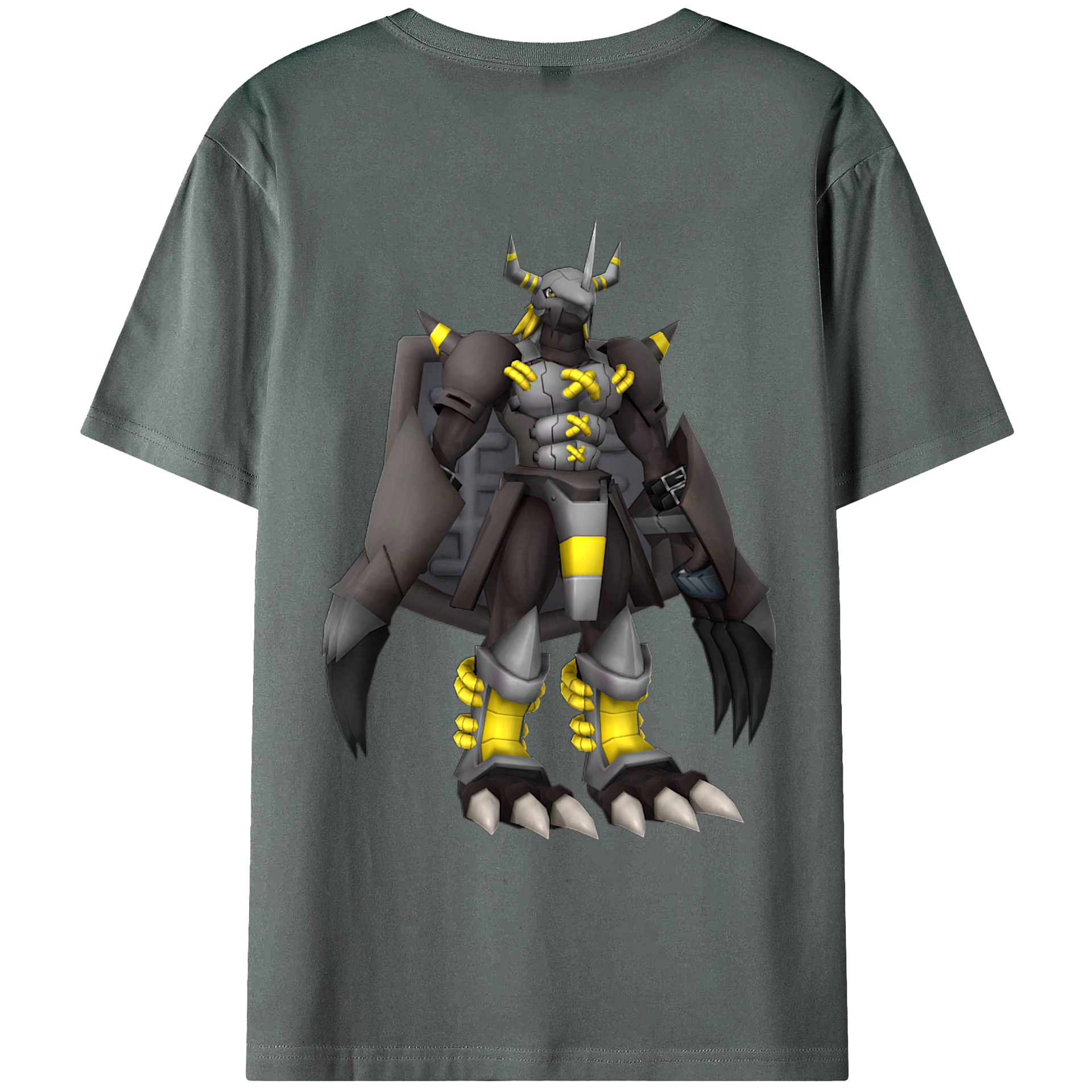 （画像用） Digimon デジタルモンスター/デジモン 綿100％ メンズ半袖Tシャツ（バックプリント） 通気性